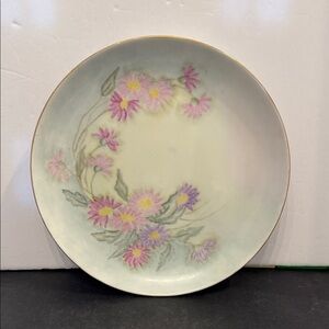 VTG Floral Decorative Plate hobbyist or studio plate Ruth G Kelly 9/62 on back